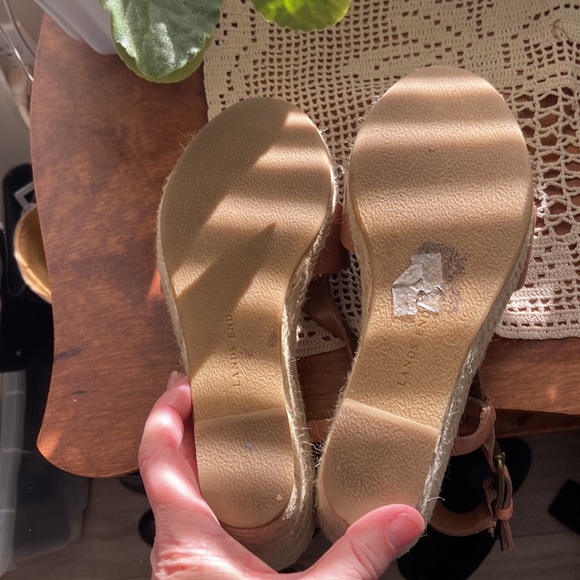 LandsEnd Leather Wedge Sandals - Picture 4 of 9